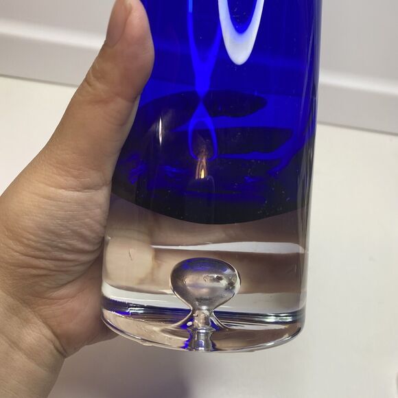 Block Vase San Carlos Crystal Collection Cobalt Blue Cylinder Art Glass 6.25" - Picture 4 of 9